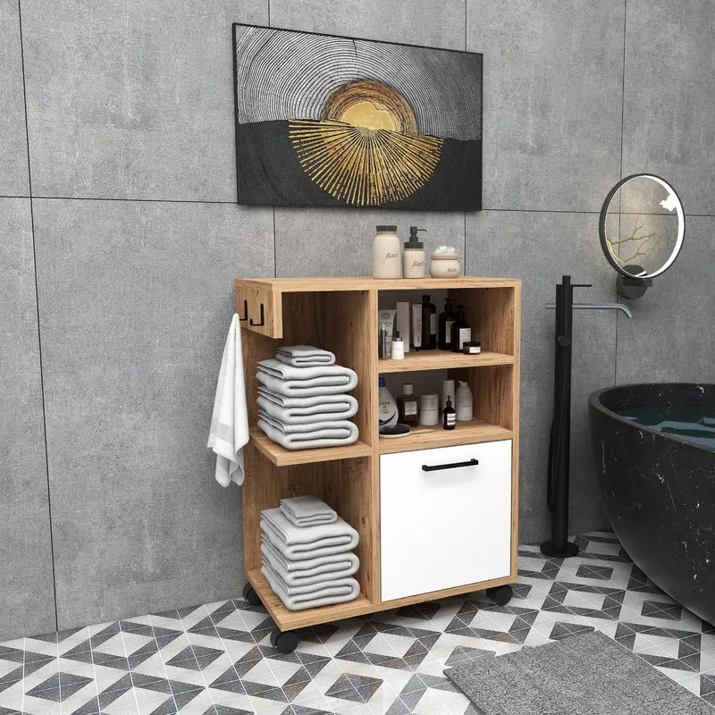 Rebusa Multipurpose Mobile Storage Cabinet with Door, Shelves and Wheels