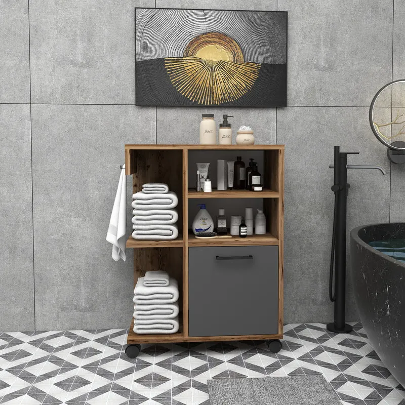 Rebusa Multipurpose Mobile Storage Cabinet with Door, Shelves and Wheels