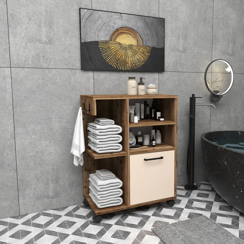 Rebusa Multipurpose Mobile Storage Cabinet with Door, Shelves and Wheels