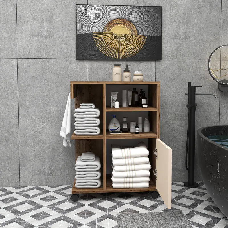 Rebusa Multipurpose Mobile Storage Cabinet with Door, Shelves and Wheels