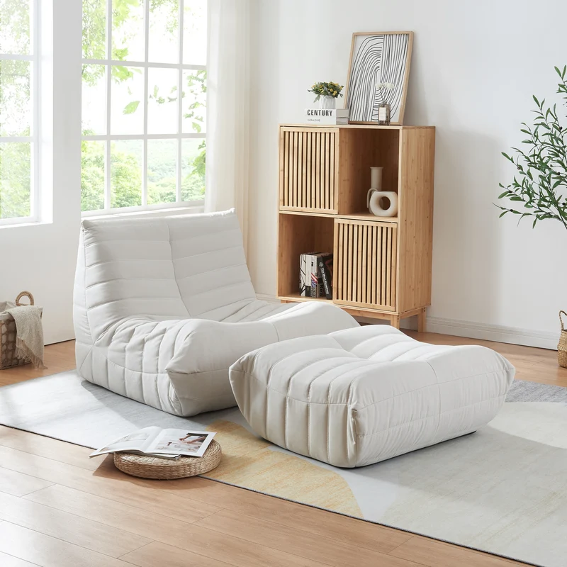 Sillón de suelo con reposapiés Kodsø 75x90x100 cm [en.casa]