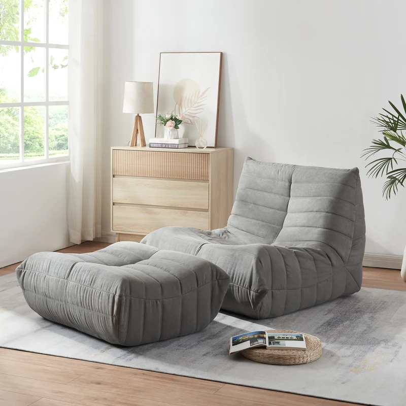 Sillón de suelo con reposapiés Kodsø 75x90x100 cm [en.casa]