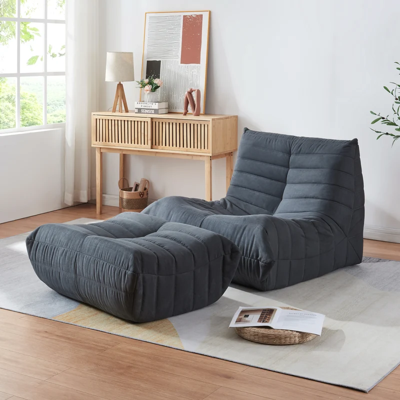 Sillón de suelo con reposapiés Kodsø 75x90x100 cm [en.casa]