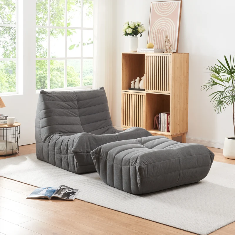 Sillón de suelo con reposapiés Kodsø 75x90x100 cm [en.casa]