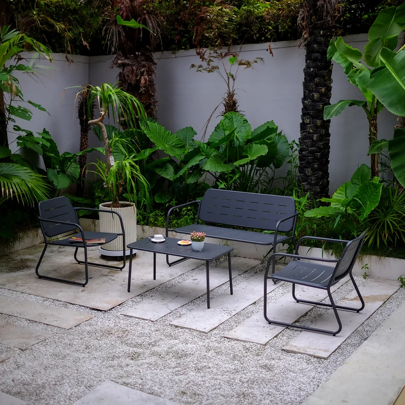 Conjunto de muebles de jardín Andria acero [casa.pro]