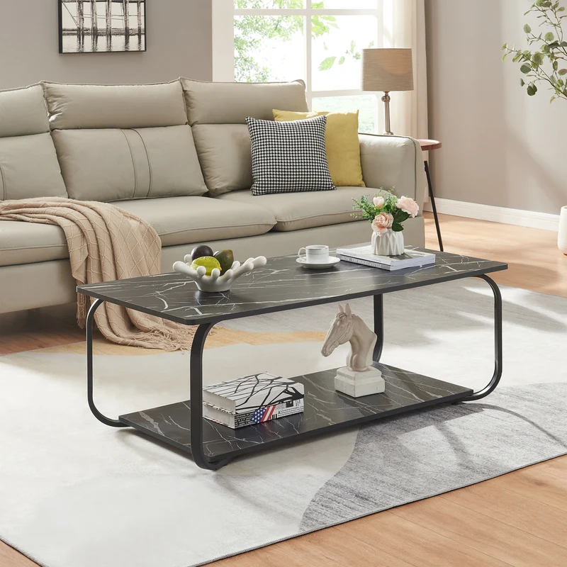 Mesa de centro Kolta 120x60x43 cm aspecto mármol [en.casa]