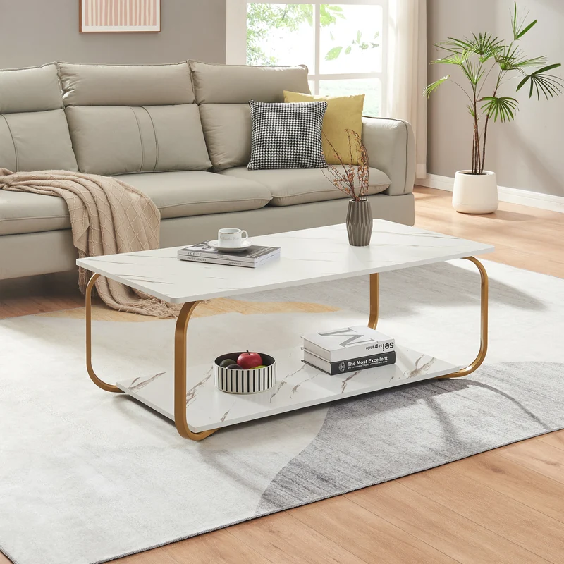 Mesa de centro Kolta 120x60x43 cm aspecto mármol [en.casa]