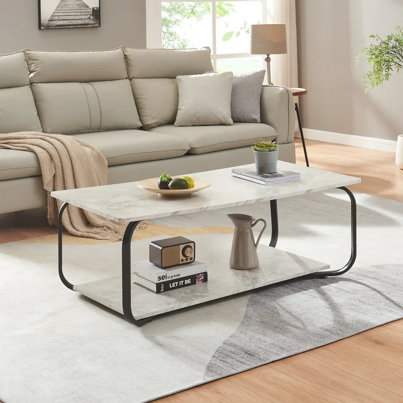 Mesa de centro Kolta 120x60x43 cm aspecto mármol [en.casa]