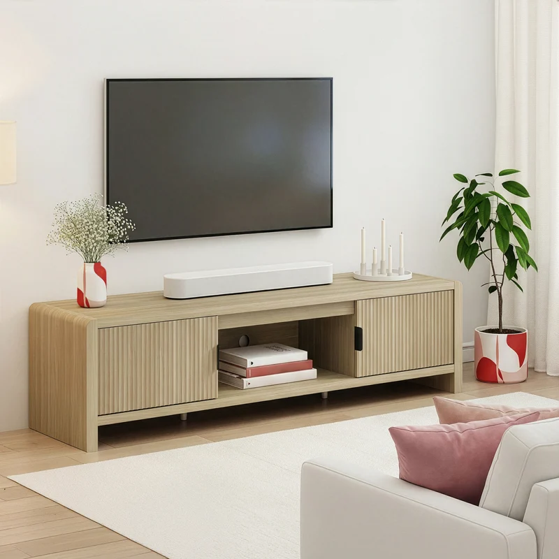 Mueble de TV Lukkodso con 2 puertas MDF 150x40x40cm [en.casa]