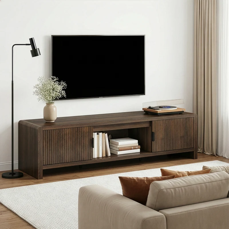 Mueble de TV Lukkodso con 2 puertas MDF 150x40x40cm [en.casa]