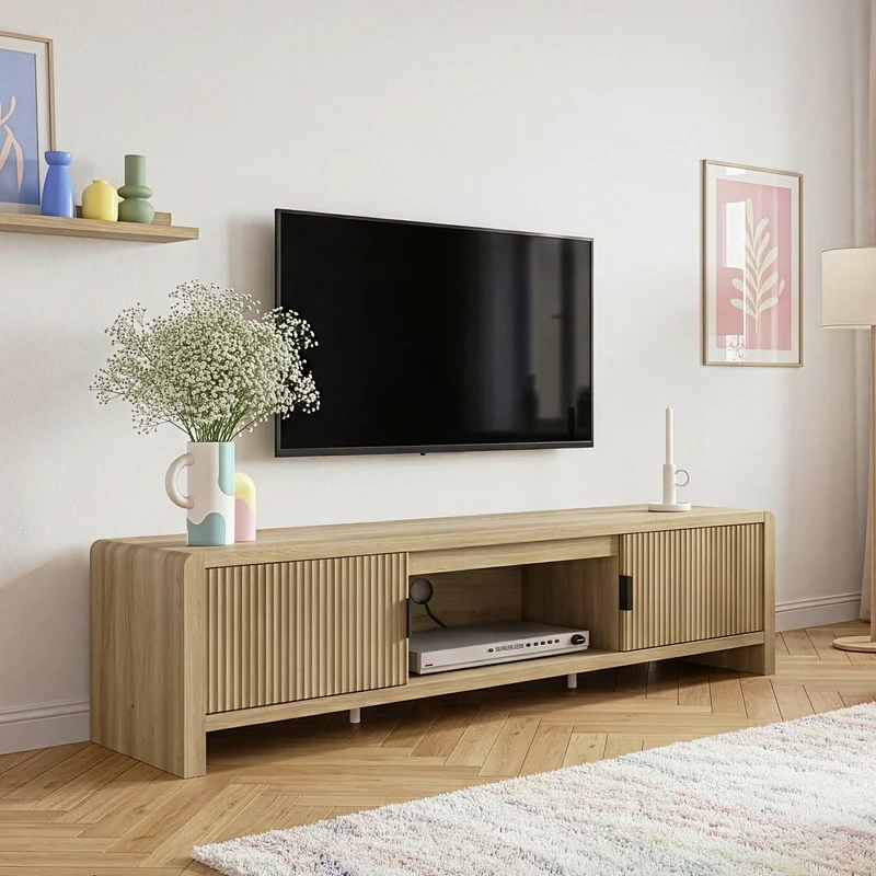 Mueble de TV Lukkodso con 2 puertas MDF 150x40x40cm [en.casa]