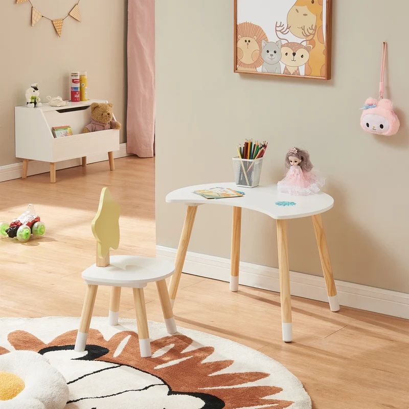 Escritorio infantil con silla Lallega diseño de luna y estrellas [en.casa]
