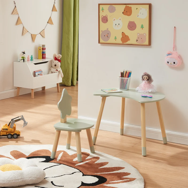 Escritorio infantil con silla Lallega diseño de luna y estrellas [en.casa]
