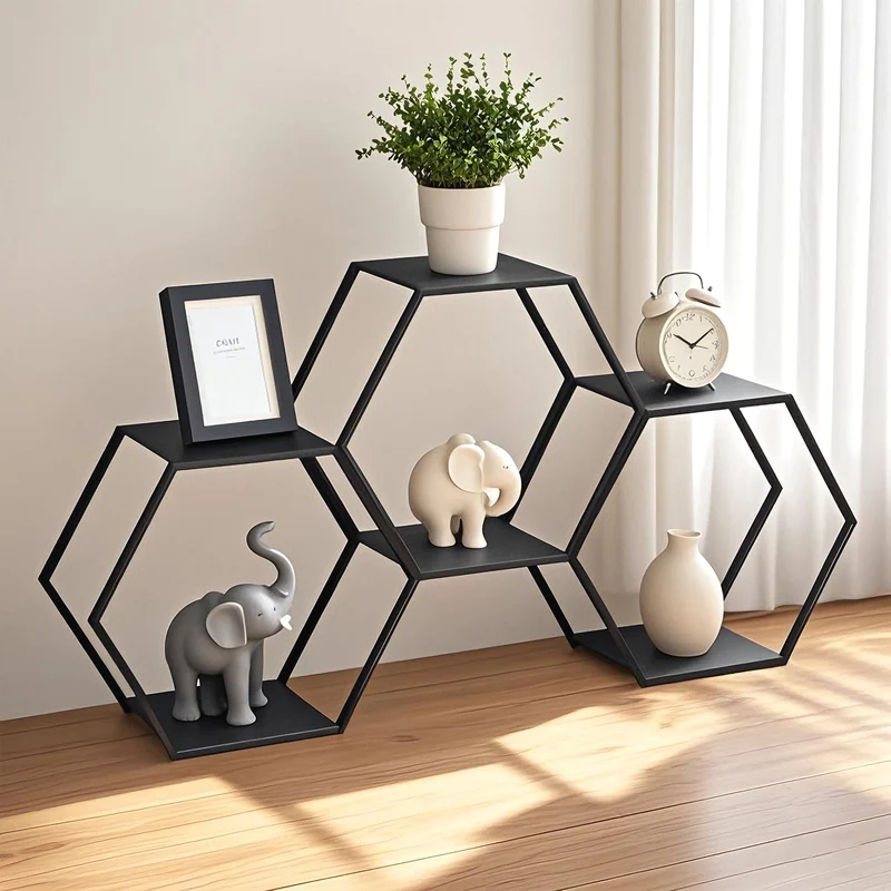 Conjunto de estanterías Tand acero negro [en.casa]