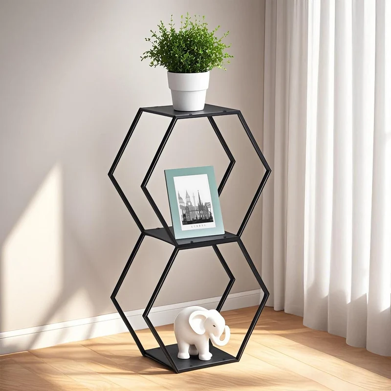 Conjunto de estanterías Tand acero negro [en.casa]