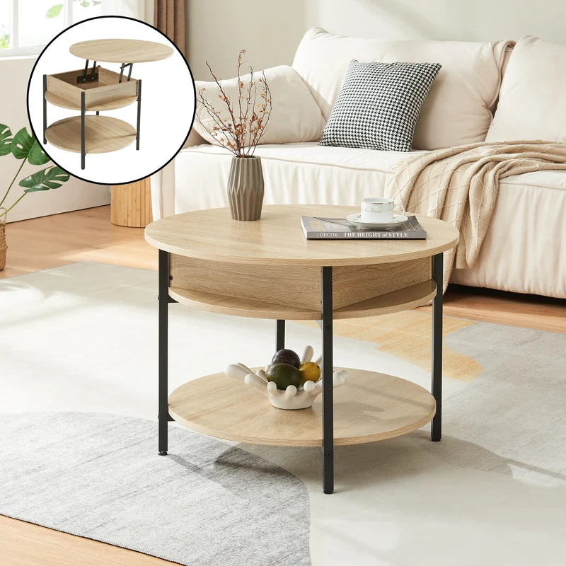 Mesa de centro Kandas con tablero elevable [en.casa]