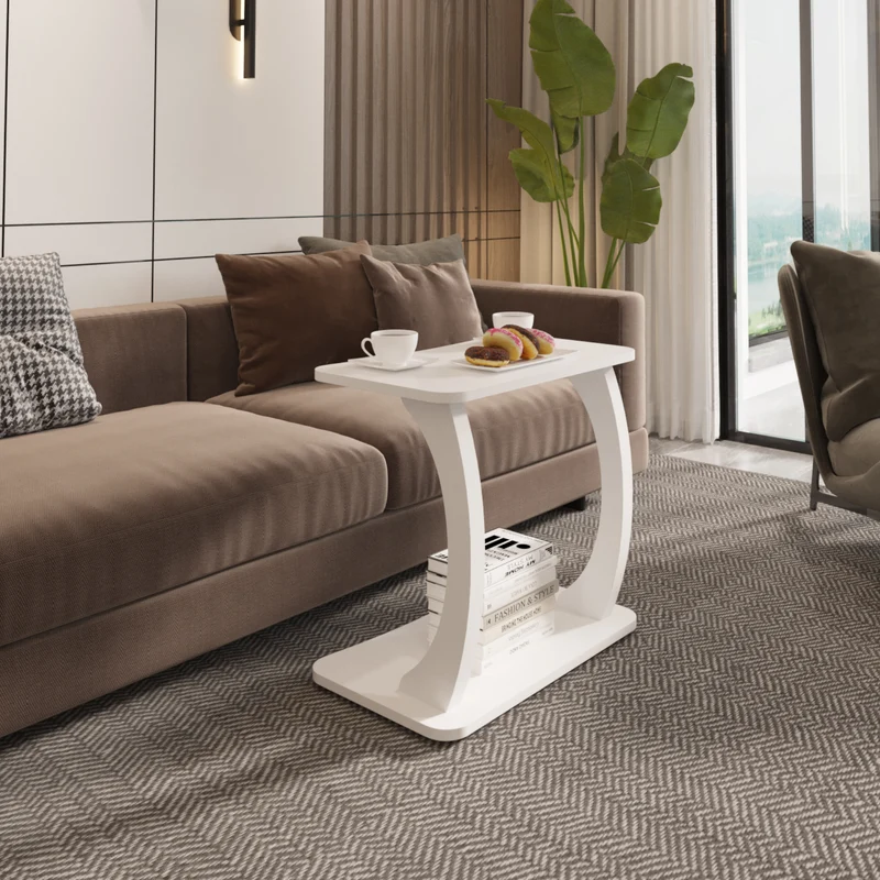 Mesa auxiliar Stattela en forma de C 59x35x56 cm [en.casa]