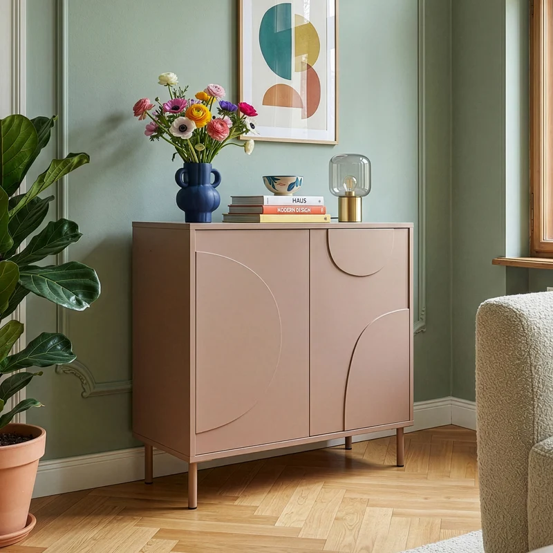 Aparador Holea con 2 puertas MDF 75x70x34 cm - [en.casa]