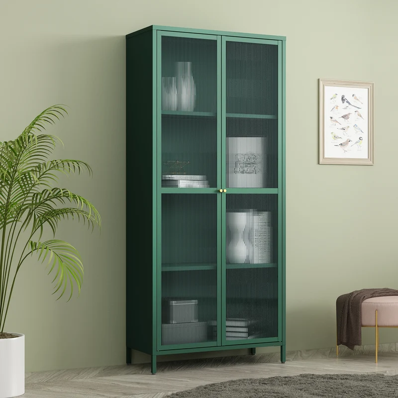 Vitrina Säkylä con puerta de cristal 3 estantes [en.casa]