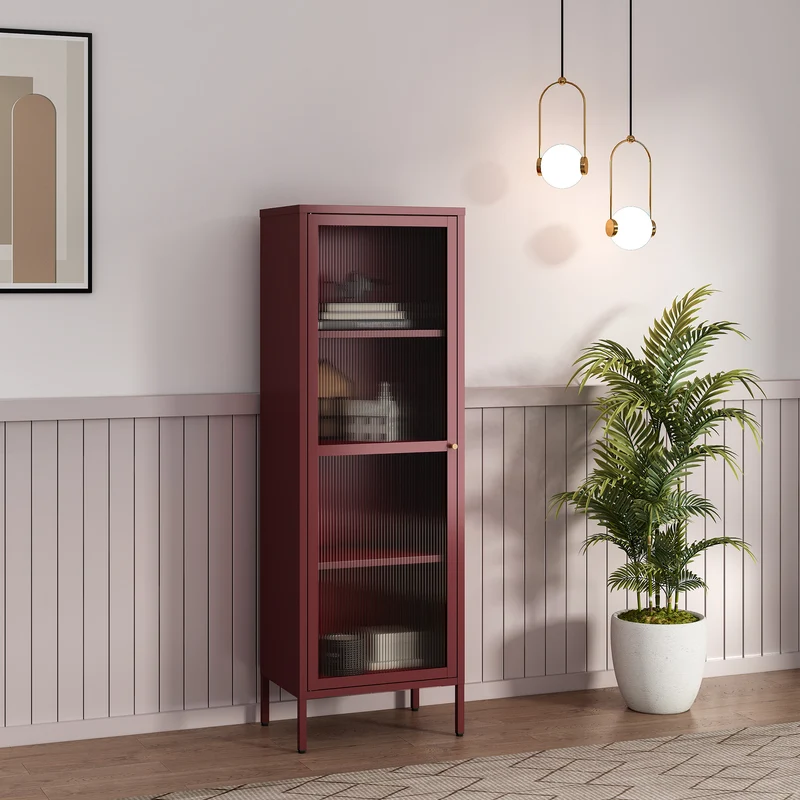 Vitrina Säkylä con puerta de cristal 3 estantes [en.casa]