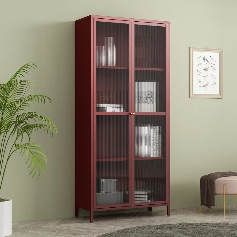 Vitrina Säkylä con puerta de cristal 3 estantes [en.casa]
