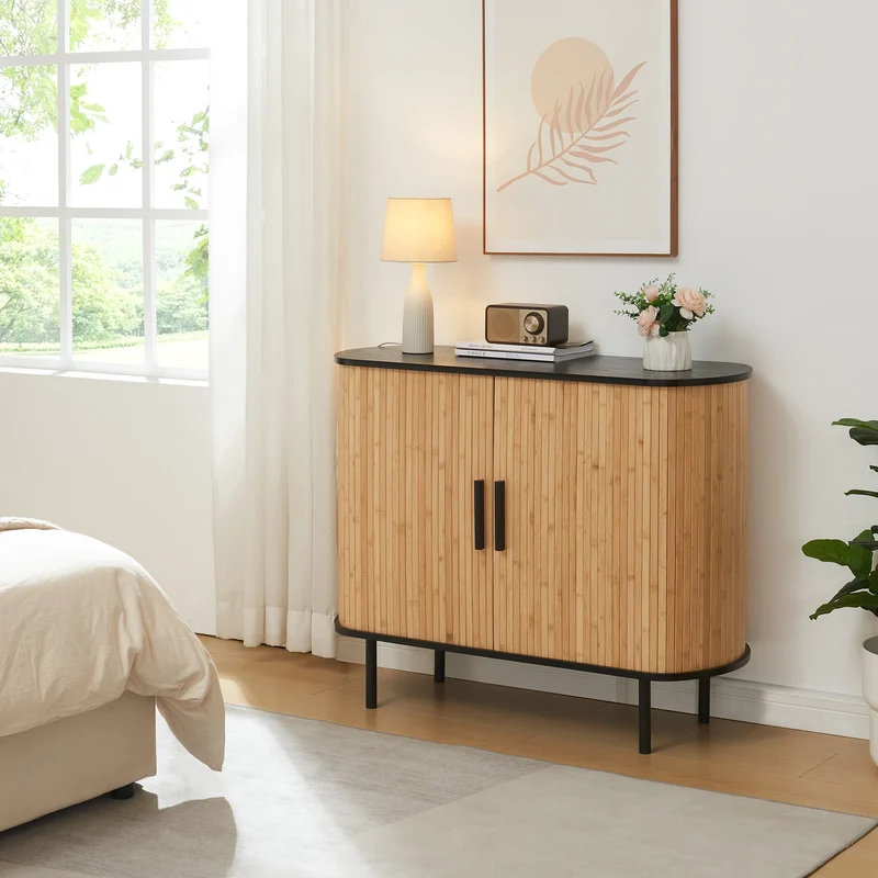 Aparador Tvedestrand bambú con puertas 100x40x80cm [en.casa]